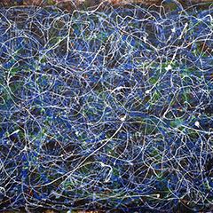 Gewirr von Gerhard Knell, Zeitgenössisches Gemälde, Abstrakte Kunst wie Jackson Pollock, blau grün weiß