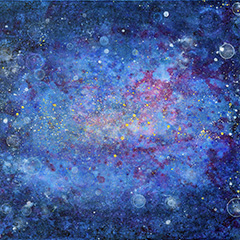 Hubble's-Bubbles von Gerhard Knell, Zeitgenössisches Gemälde, Abstrakte Kunst, Actionpainting, grün und blau